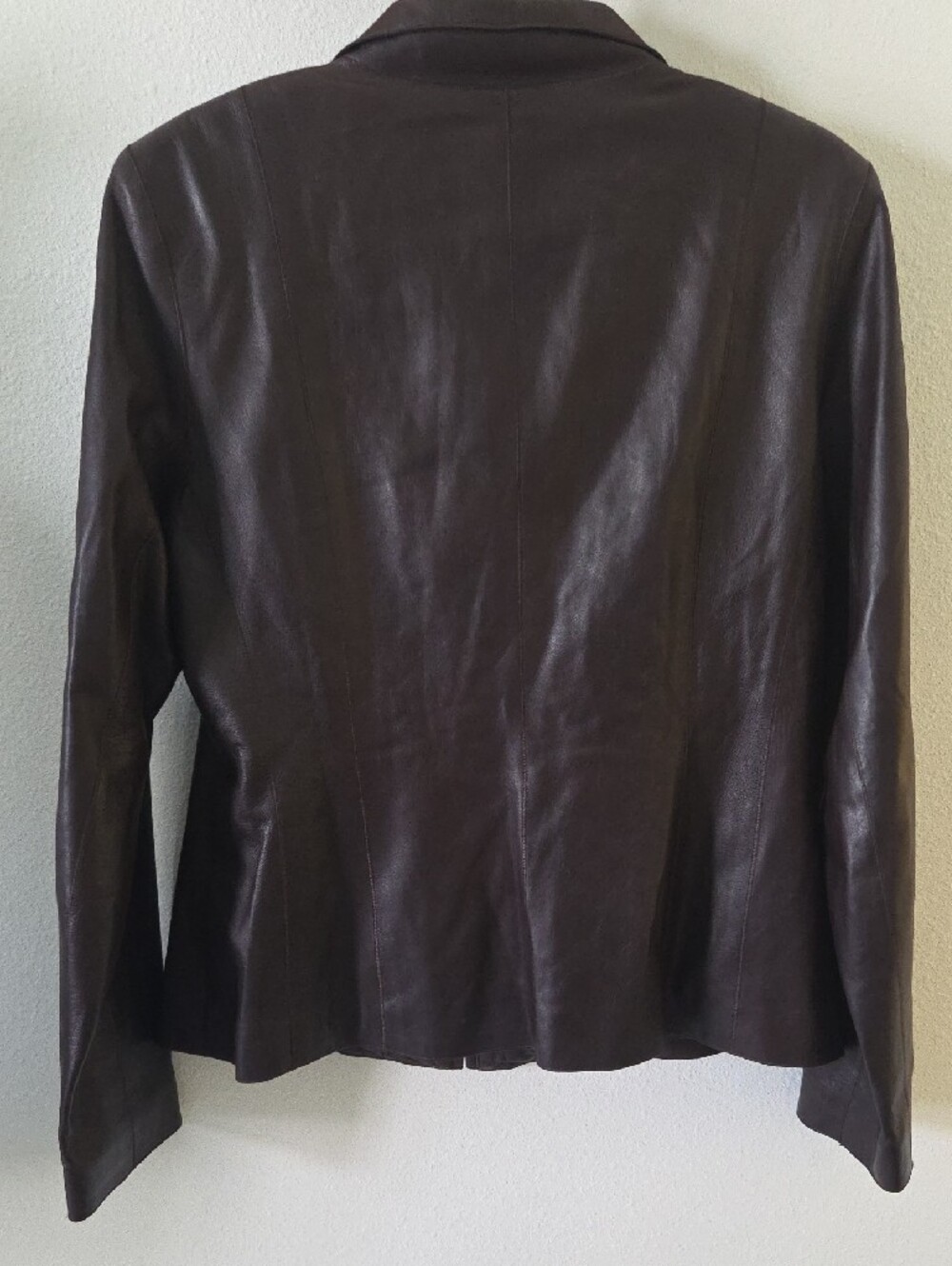 Cole Haan Genuine Lambskin Women's Chocolate Brown Leather Zip Jacket - Picture 3 of 5